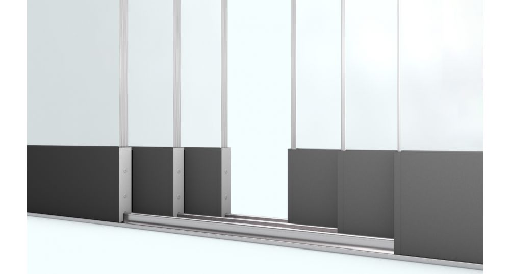 Glasschuifsysteem Comfort Plus R6 (3-spoor 90 cm) Breedte tot 532 cm Hoogte 200/230 cm - met middensluiting