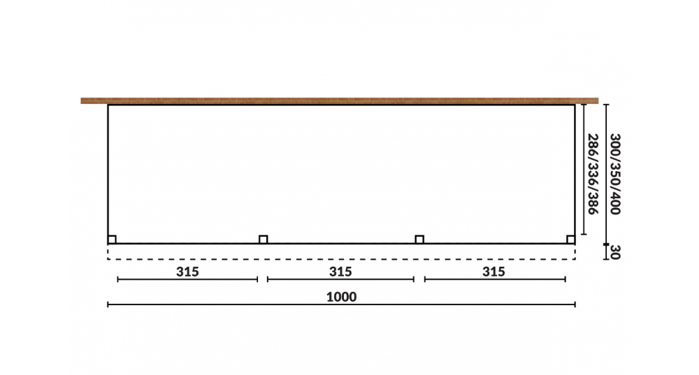 Aanbouwveranda Sublime plat dak - 1000 x 350 cm