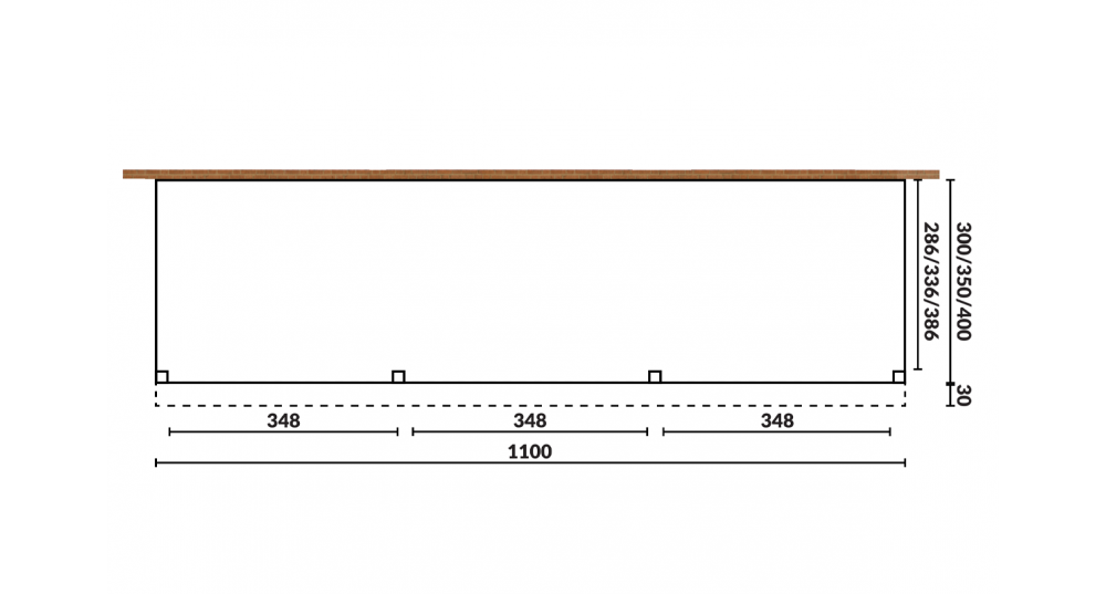 Aanbouwveranda Sublime plat dak - 1100 x 400 cm