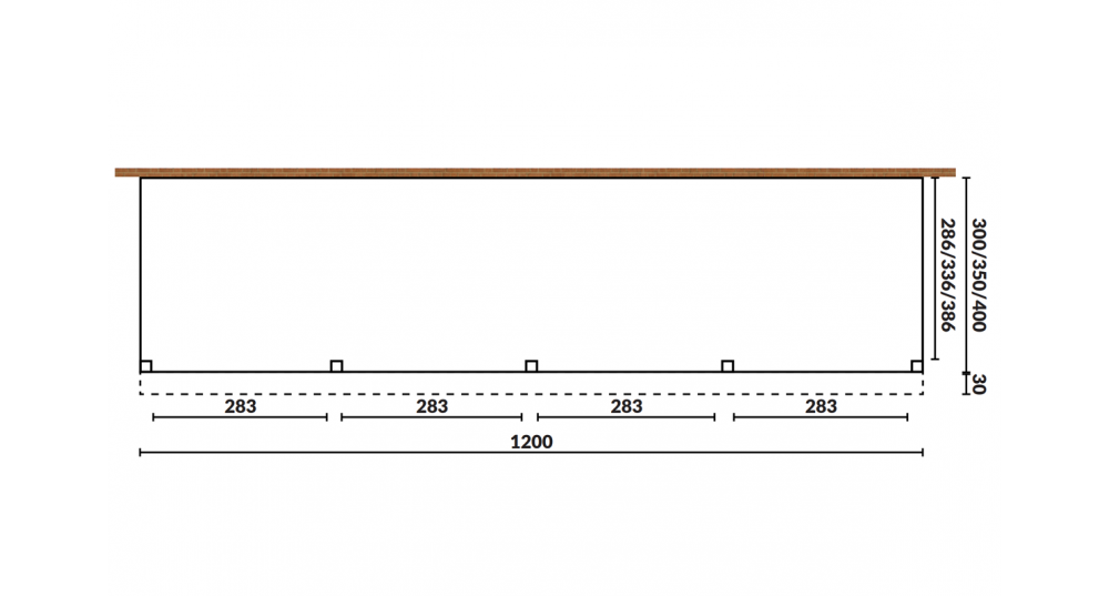 Aanbouwveranda Sublime plat dak - 1200 x 300 cm