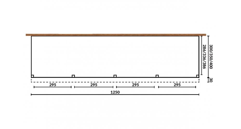 Aanbouwveranda Sublime plat dak - 1250 x 350 cm