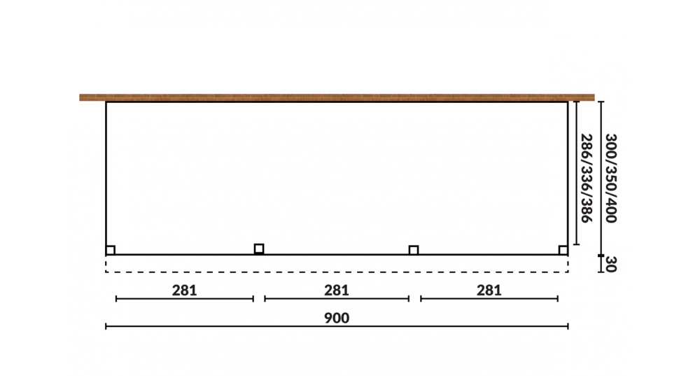 Aanbouwveranda Sublime plat dak - 900 x 350 cm