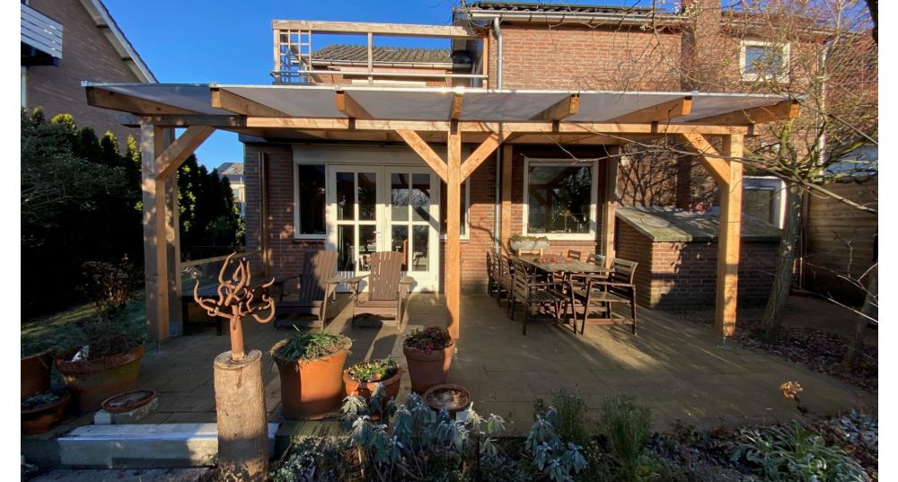 Aanbouwveranda Oblique met polycarbonaat dak 500 x 300 cm