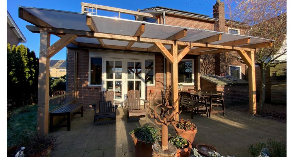 Aanbouwveranda Oblique met polycarbonaat dak 500 x 300 cm